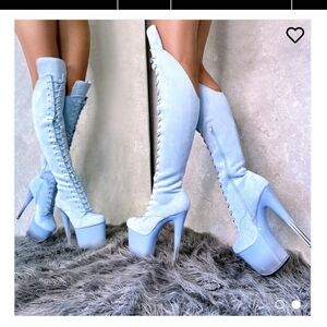 Hella Heels Blue Ombre Over Knee Boot 8INCH. New Style.